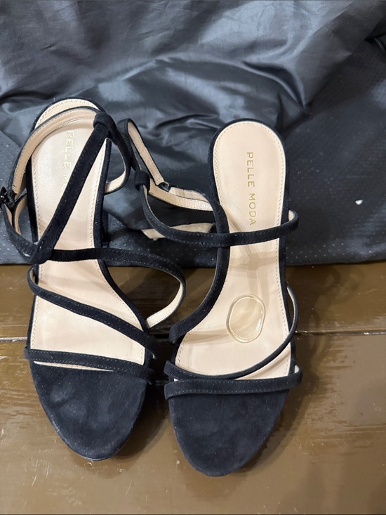 Pelle Moda Shoes - Pelle Moda Black Strappy Suede Heeled Sandals